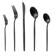 Matte Black Silverware Set for 8, Stainless Steel Flatware Cutlery Set, 40-Pi...