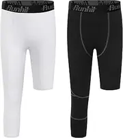 [Runhit] 2 Pack Boys One Leg Men's Compression Pants - Basketball Leggings Tights for Gym Athletic Pants Spandex Base Layer