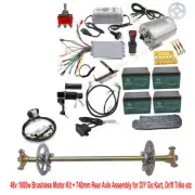 Complete 740mm Drift Trike Go Kart Rear Axle Kit + 48V 1800W Electric Motor Kit