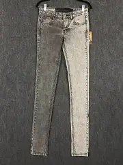 One Teaspoon Size 8 Slim Womens Jeans Two Tone Grey Denim Mid Rise Black Domino