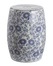 JONATHAN Y Lotus Blossom Chinoiserie Ceramic Drum Garden Stool