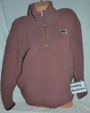 Victoria's Secret PINK Sherpa Quarter Zip Pullover Sweatshirt Brown M Medium NEW