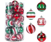 30Pcs Christmas Balls Ornaments, 6cm Christmas Balls Set Unbreakable Plastic Christmas Ball for Christmas Balls Decorations Christmas Tree Decoration Ball