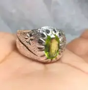 Natural Peridot Ring Original Ring For Boyfriend Gift August Month Stone Ring
