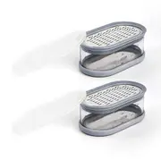2x Davis & Waddell Fine Grater Vegetable Cutter w/ Storage Container 14cm Grey