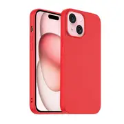 For Apple iPhone 15 Silicone Silky Soft Case with Microfiber TPU Ultra Slim Anti Scratch Shockproof Cover (Red)