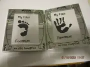 First Years Picture Hand / Foot Print Silver tone Photo Frame Baby Nursery