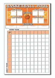 REUSABLE 100 BOX MARCH MADNESS BASKETBALL SQUARES BLOCK OFFICE POOL POSTER +PEN