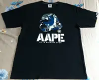 在飛比找Yahoo!奇摩拍賣優惠-AAPE 迷彩 黑 短袖 圓領 T恤 XL號 二手 運動 短