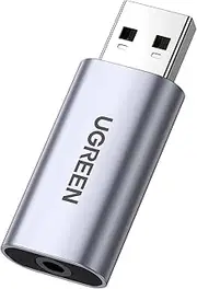UGREEN USB to Audio Jack External Sound Card 3.5mm Audio Adapter 2 in 1 USB to 3.5mm TRRS Headphone Adapter Microphone Stereo Jack Aluminum Compatible with PS5 PC Windows Mac Linux Laptop Desktop