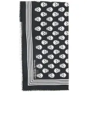 Alexander Mcqueen Biker Thin Scarf With Skull Motif