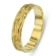 Wedding Band 14k Yellow Gold Ring Melted Dripping Texture Jewish Solid Jewelry