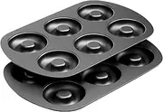 Tiawudi Non-Stick 6-Cavity Donut Baking Pans, Makes Individual Full-Sized 3 1/4" Donuts, Set of 2