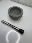 Pestle and Mortar Set Large Premium Solid Granite Stone Black - 16cm(6.3") D