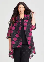 [TS] Taking Shape Spot Burnout Swing Jacket Size 16 in Pink / Black Spot, Viscose - Plus Size Women's Clothing Pink / Black Spot