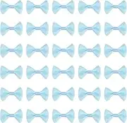 sourcing map 100 Pcs Light Blue White Dot Polka Dot Ribbon Bow Ties 1.5" x 1" Mini Bowknot for Crafting Little Satin Bows Bulk for DIY Sewing Scrapbooking Wedding Gift Present Home Decoration