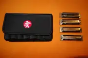 New HOHNER MARINE BAND KEYS A C D G set 4 HARMONICAS w/ FLEXCASE gigbag (holds7)