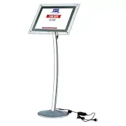AcryLED Curved Menu Board 11x17 inch Silver Floor Standing Sign Holder Aluminum