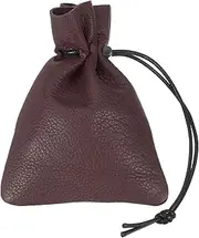 [uxcell] 1 Pcs Drawstring Bag, Leather Coin Purse, Change Purse for Women, Men's Leather Bag, for Jewelry, Keys, Coin Storage(Claret)