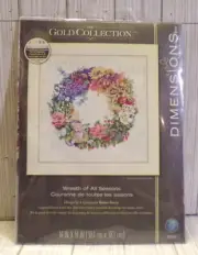NEW SEALED Dimensions Gold Collection WREATH OF ALL SEASONS Cross Stitch KIT