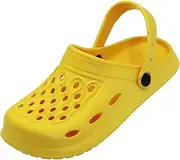 [GLMDKAI] Non-Slip Garden Clogs for Women and Men, Slip On Shower Shoes Heel Strap Mules Sandals Lightweight Slippers Beach Home Casual Wear Soft Air Cushion Sole Slides, Yellow, 7 Narrow Women/5 Narrow Men