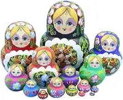 Nesting Dolls Stacking Dolls Russian Dolls Wooden Russian Nesting Dolls, 15 Pcs Stacking Toy Handmade Nesting Dolls Matryoshka Doll Toy Matryoshka Dolls Russian Nesting Dolls