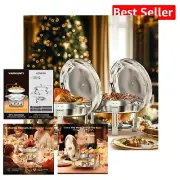 Chafing Dish Set - 2 Trays, 95% Pre-Assembled Stainless Steel Buffet Warmers