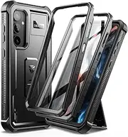[Dexnor] Full Body Case for Samsung Galaxy S23 FE【Double Front Frame & Kickstand 】, Bumpershock Technology Drop Protection Rugged Phone Cover Shockproof Protective Bumper Case - Black