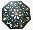 18" Marble side table Top semi precious stones Inlay