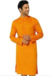 [In-Sattva] Men's Indian Majestic Bejeweled Pinstriped Indian Kurta Tunic