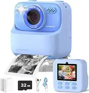 ZONEY Instant Print Camera for Kids, Christmas Birthday Gifts Girls Boys Age 3-12, HD Digital Video Cameras Toddler, Portable Toy for 3 4 5 6 7 8 9 10 Year Old Boy Girl Children (Blue)