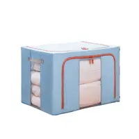 在飛比找PChome24h購物優惠-【BeOK】和風棉麻衣物棉被收納整理箱 100L-1入-藍色