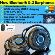 Bluetooth Earphones earhook 5.2 Stereo Over Ear Rechargeable Mic type c headset