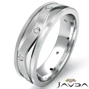 Eternity Wedding Band Round Cut Bezel Set Diamond Men Solid Ring Platinum 0.13Ct