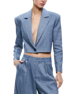Alice + Olivia Shan Boxy Linen-Blend Blazer Women's 2