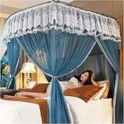 Princess Bed Canopy for Girls Double Layer 4 Corner Post Bed Curtains Canopy with U-Shaped Bracket Bed Decoration 3 Openings Mosquito Net for King Size and Large Queen S(Size:150×200×210cm,C