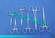 HEMOSTATS / LOCKING FORCEPS 6 Piece Set 3.5" 5" 6.5" 3 Cvd 3 Str Stainless Steel