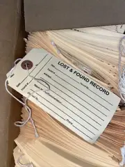 Lost & Found Record Manila Tags, 5-1/4" x 2-5/8", w String, Stub, Hole -500 Tags