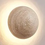 TONFON Yellow Travertine Wall Sconce Mini Stone Wall Lamp Modern LED Wall Light Retro Decorative Wall Lantern for Bedroom Bedside Living Room Study Room Corridor Entryway Restaurant(Neutral Light)