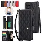 Luxury Grid Leather Wallet Handy Pen Holder Case Cover For Samsung Z Fold3 4 5 6