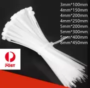 White Cable Ties Zip Ties Nylon UV Stabilised Electrical Plastic Ties 100pc 1000
