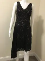 NWT Aidan Mattox black lace cocktail party sleeveless V-neck dress size 0