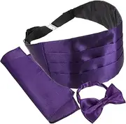 [COHEALI] Satin Cummerbund Bow Tie Handkerchief White Tuxedo Set Pretied Bowties for Men Wedding Business