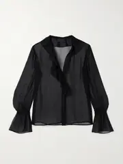 [Nili Lotan] Nili Lotan - Cecily Ruffled Silk-chiffon Blouse - Black - medium medium Black