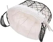 Portable Multi Functional Iron Wire Fruit Basket with Handle Stylish Storage for Bread Fruits and Snacks Design with Liner for Home Decor and Organization