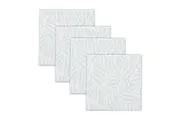 4pc Rayell Ceramic Printed Coaster Leaf Love Grey Drink Glass Holder Set