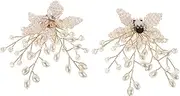 [WESIEVYA] 1 Pair Elegant Detachable Bows Shoe Charms for High Heels Sparkling Pearl Accents for Bridal and Formal Events Shoe Accessories Clips to Elevate Your Style