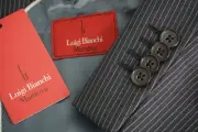 Luigi Bianchi Mantova LBM Slate Blue Pinstripe REDA Wool Suit 40R NEW W TAGS