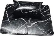 Baluue Portable Hand Pillow Marble Textured Mat Non-slip Pu Leather Pad Home Salon Accessory