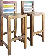 Bar Stools 2 pcs Solid Reclaimed Wood Bar Chair